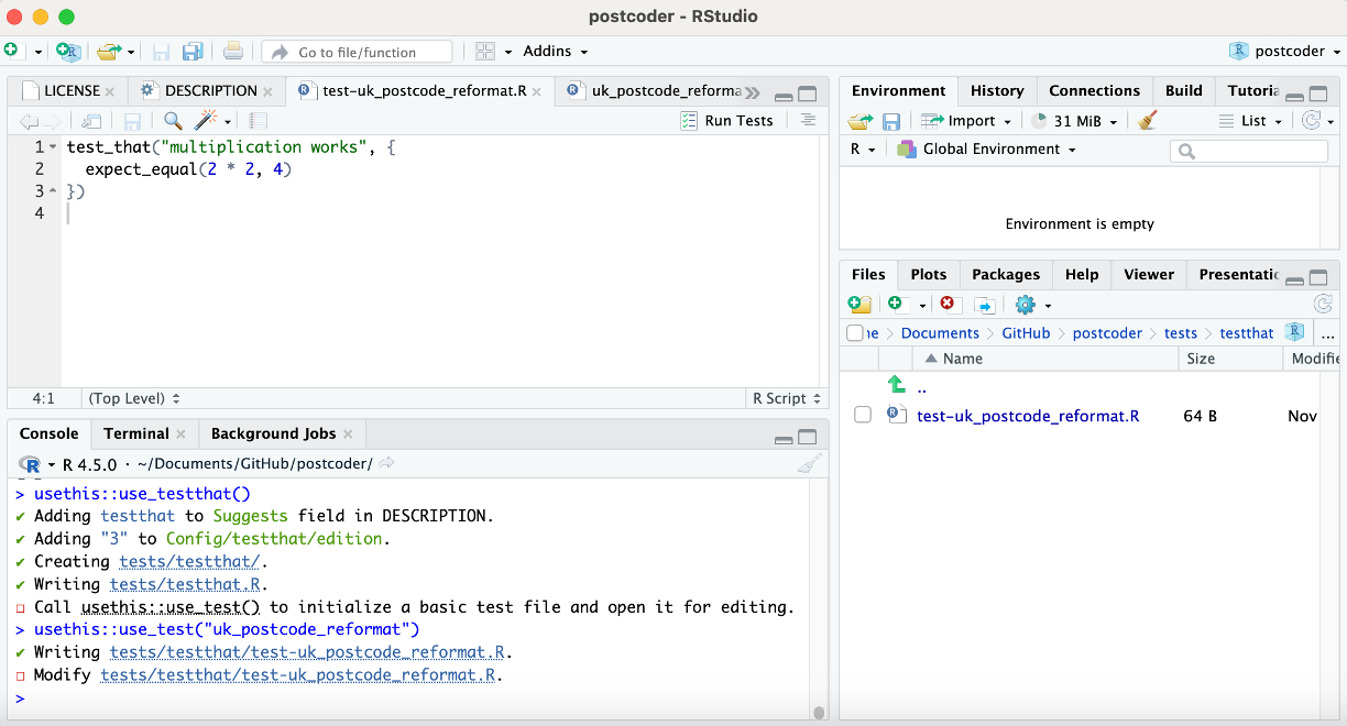 Initialise tests